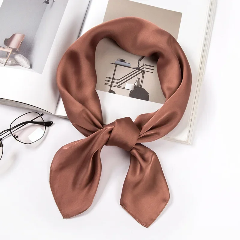 وشاح ساتان نسائي 70 سم بلون مو - مراجعة Scarf Silk Square وسعره