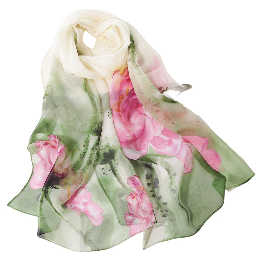 وشاح شيفون بنقشة زهور اللوتس ا - مراجعة Face Scarf Mask وسعره